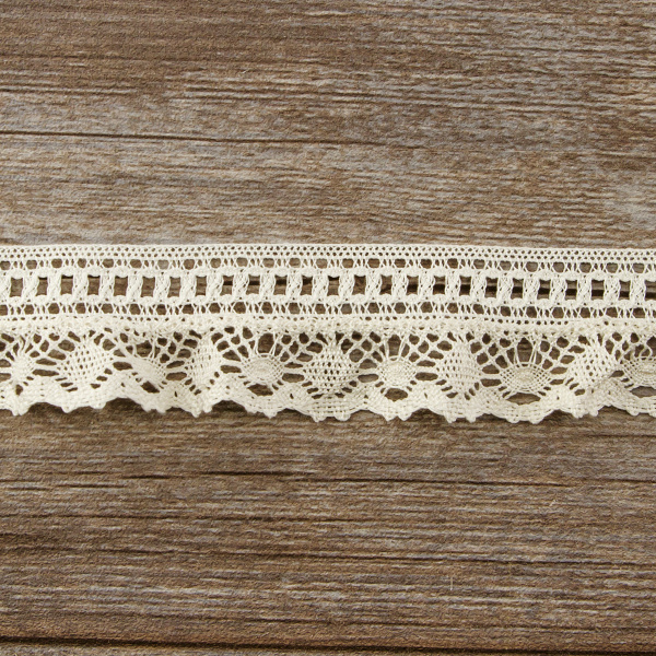 Мерсеризованное хлопковое кружево, 48 мм, цвет шампань. Арт 2215/72