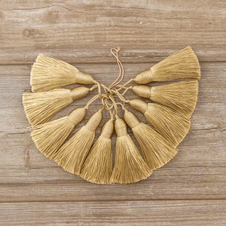 Кисть декоративная на шнуре, длина 85 мм, цвет песочный. Арт KY - 05-col.PE - 3