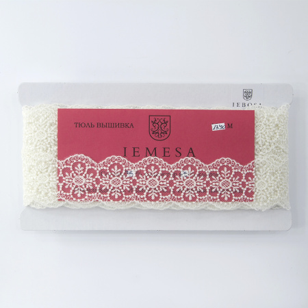 Кружево-вышивка на тюле, 25 мм, 13,5 м. Арт 41706/01