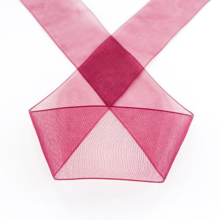 Лента органза SAFISA мини-рулон, 39 мм, 2 м, цвет 30, бордо. Арт P00520-39мм-30          