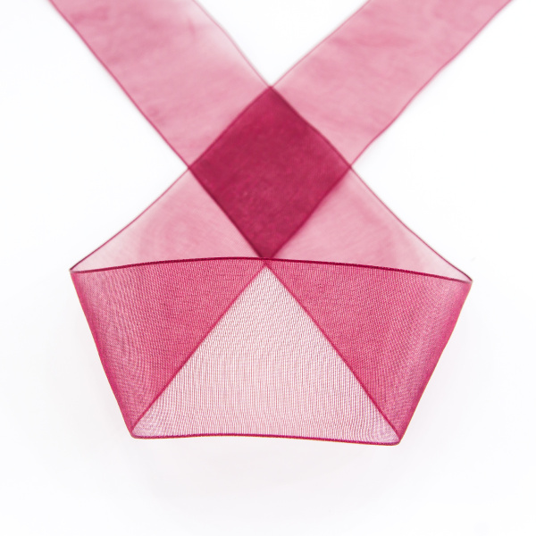 Лента органза SAFISA мини-рулон, 39 мм, 2 м, цвет 30, бордо. Арт P00520-39мм-30          