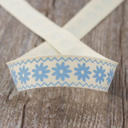 Лента хлопковая на картонной мини- катушке "Цветы и зиг-заги". Арт VR15.052