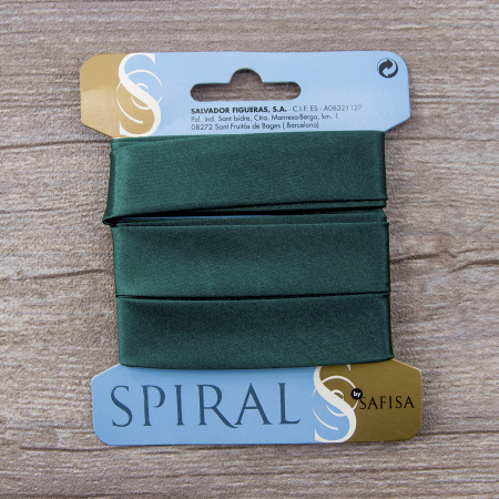 Косая бейка атласная  на блистере SAFISA, 20 мм, 2,5 м, цвет 43, темно-зеленый. Арт P06260-20мм-43          