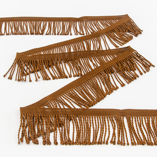 Бахрома витая, 60 мм, цвет коричневый коньячный. Арт PP-60 col.704