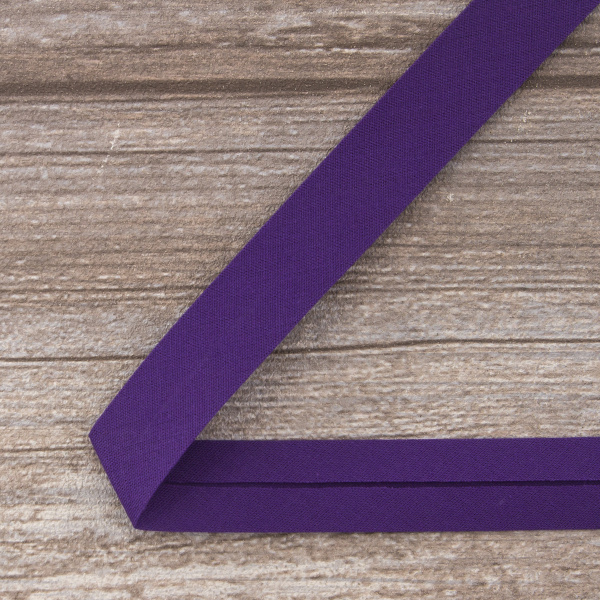 Косая бейка хлопок/полиэстер 20 мм, 25 м, цвет 129, фиолетовый. Арт 6120-20мм-129           