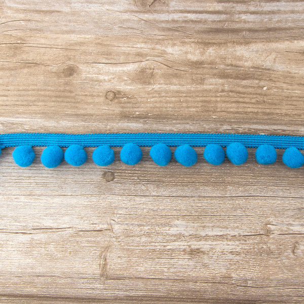 Тесьма с помпонами, диаметр 10 мм, цвет бирюзовый. Арт PA-18-col.517