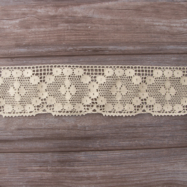 Мерсеризованное хлопковое кружево, 95 мм, цвет экрю. Арт 2229/58