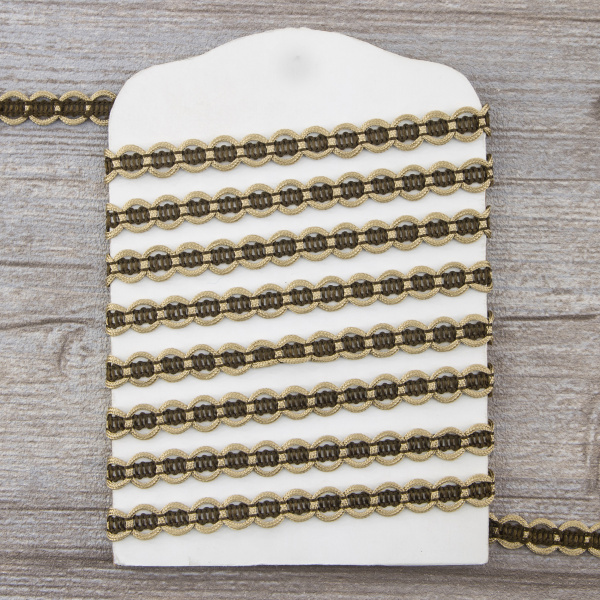 Тесьма PEGA тип отделочная, цвет бежево-коричневый, 9 мм. Арт 844150709DA007          