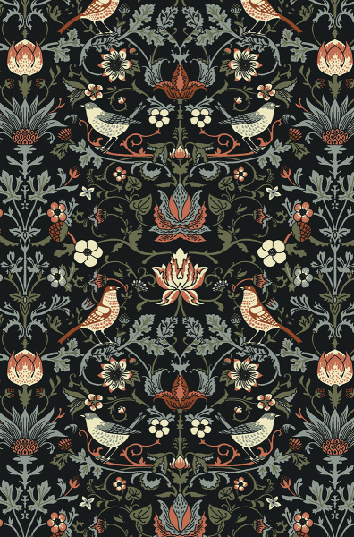 Ежедневник "William Morris Inspiration (розовые и серые листья)". Арт ISBN 978-5-00141-727-9