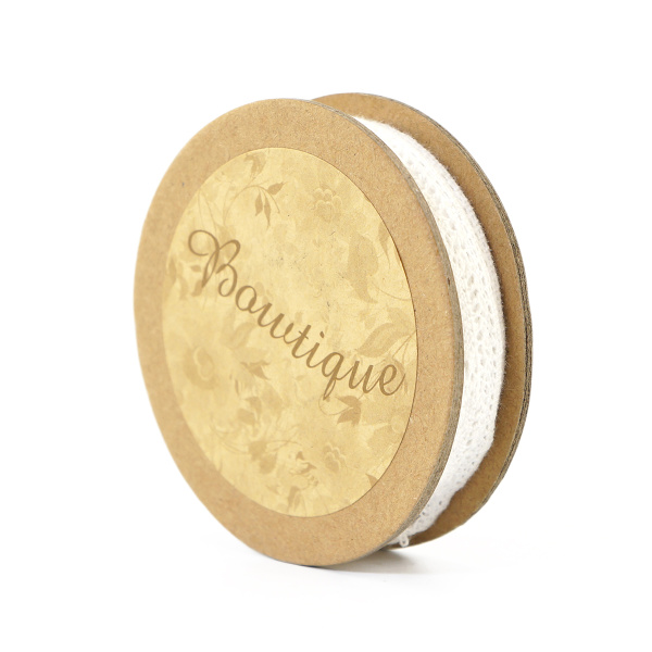 Кружево хлопковое на картонной катушке, цвет белый. Арт VL12.020W