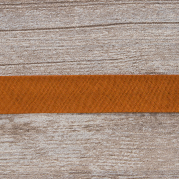 Косая бейка хлопок/полиэстер 20 мм, 25 м, цвет 111, темно-рыжий. Арт 6120-20мм-111           