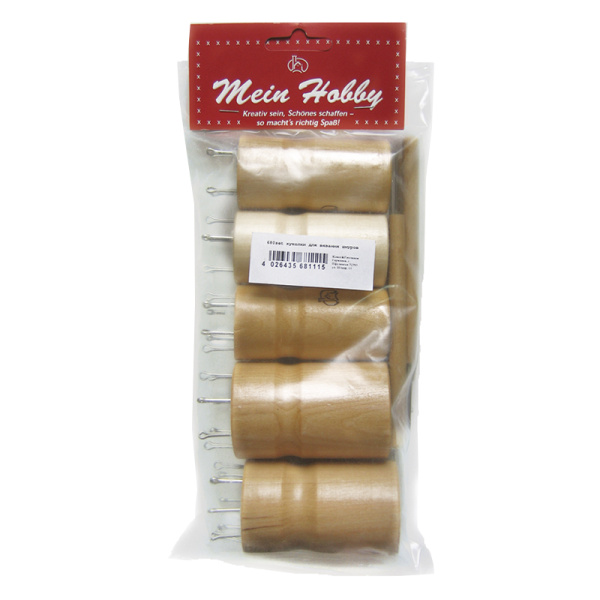 Набор круглых куколок на 4,5,6,7,8 крючков для вязания шнура с иглами. Арт 680set                  