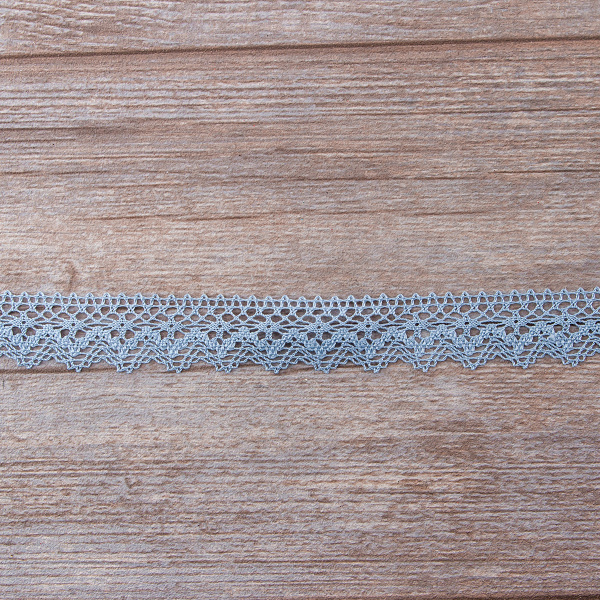 Мерсеризованное хлопковое кружево, 25 мм, цвет темно-голубой. Арт 3207/F4                 