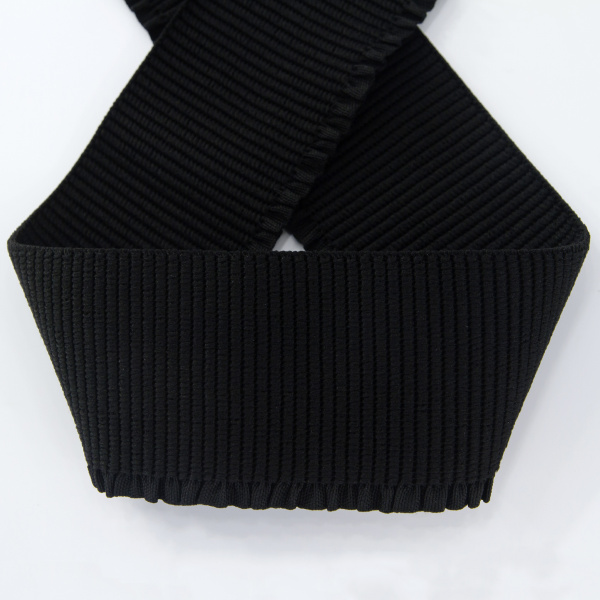 Резинка поясная с рюшем, 60 мм, цвет черный. Арт 822757161P7001          