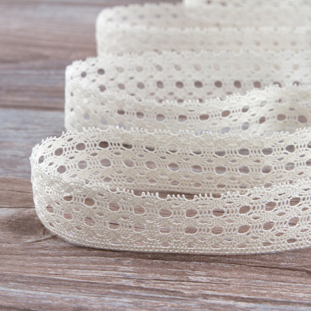 Мерсеризованное хлопковое кружево, 35 мм, шампань. Арт 2129/72