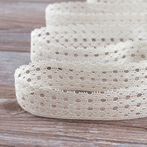 Мерсеризованное хлопковое кружево, 35 мм, шампань. Арт 2129/72