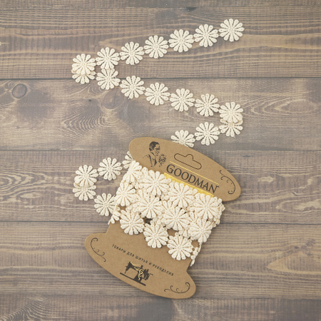 Кружево гипюр, 28 мм, цвет бежевый, 100% полиэстер, 3,5 м. Арт G-4988.371