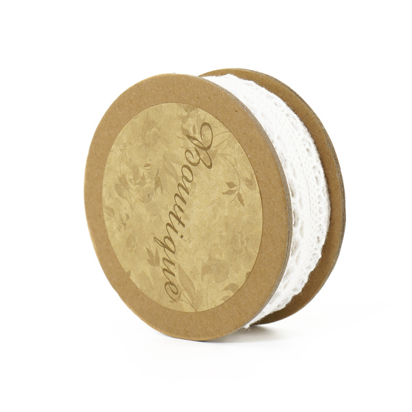 Кружево хлопковое на картонной катушке, цвет белый. Арт VL08.034