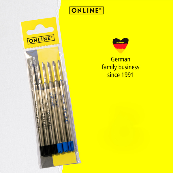 Набор стержней для шариковых ручек "International King Size Refill", 9 см, 3 шт.синие, 3 шт.чёрные. Арт 70037