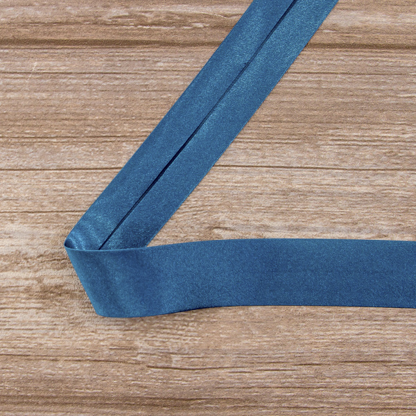 Косая бейка атласная 30 мм, 25 м, цвет 79, морская волна. Арт 6260-30мм-79            