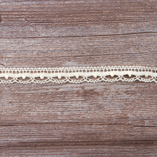 Мерсеризованное хлопковое кружево, 15 мм, шампань. Арт 2150/72