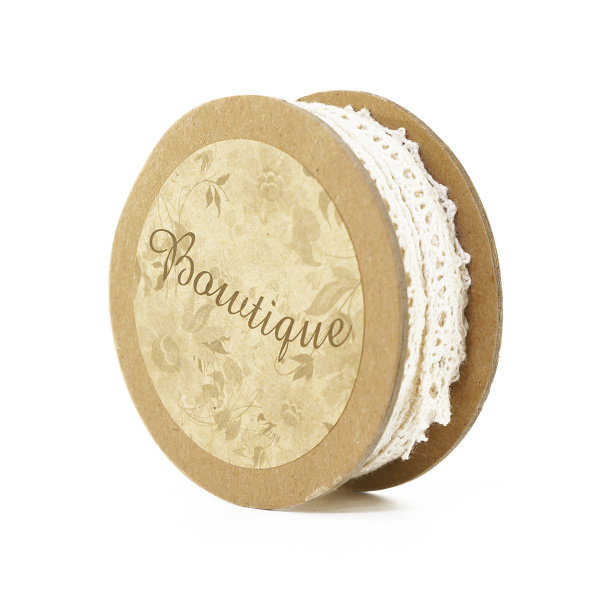 Кружево хлопковое на картонной катушке, цвет кремовый. Арт VL10.035C