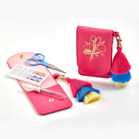 Швейный набор в стильном кошельке с кисточкой, 12 шт. в картонном прикассовом стенде. Арт N4391