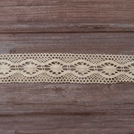 Мерсеризованное хлопковое кружево, 55 мм, цвет экрю. Арт 2233/58