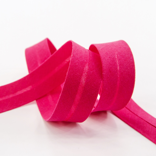 Косая бейка хлопок/полиэстер 20 мм, 25 м, цвет 20, розовый темный. Арт 6120-20мм-20            