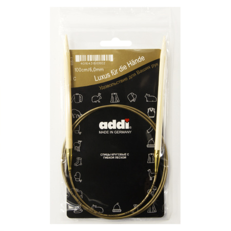 Спицы, круговые, бамбук addiNature BAMBOO №6, 100 см. Арт 555-7/6-100