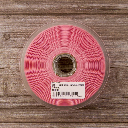 Косая бейка атласная 30 мм, 25 м, цвет 06, розово-персиковый. Арт 6260-30мм-06            