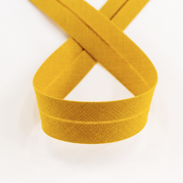 Косая бейка хлопок/полиэстер 20 мм, 25 м, цвет 37, горчица. Арт 6120-20мм-37            