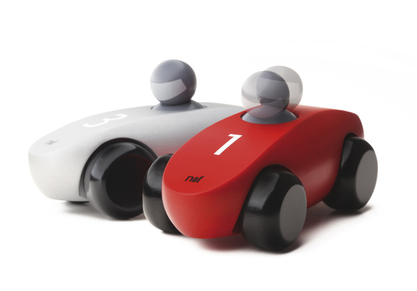 Игрушка детская дизайнерская NAEF BASIC "Car" 3+, подвижная машинка, дерево, цвет серебряный, 9,8 см. Арт 9708.3