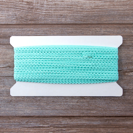 Мерсеризованное хлопковое кружево, 7 мм, цвет мятный. Арт 3174/82