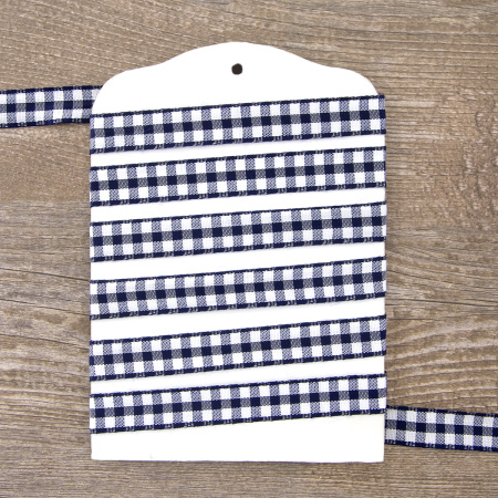 Лента с рисунком клетка SAFISA, 11 мм, 25 м, цвет 15, темно-синий. Арт 469-11мм-15             