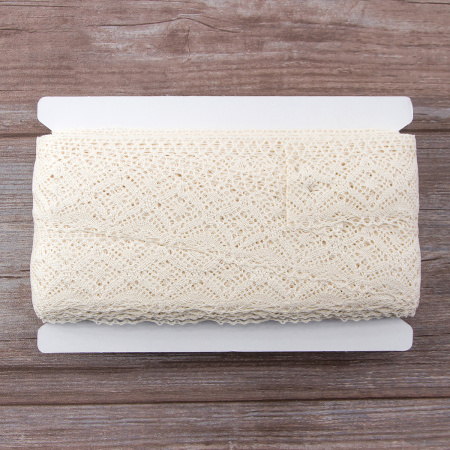 Мерсеризованное хлопковое кружево, 60 мм, шампань. Арт 2145/72