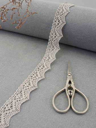 Кружево плетеное, 25 мм, цвет серый, 100% хлопок, 5 м. Арт K-5003-31