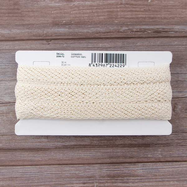 Мерсеризованное хлопковое кружево, 23 мм, шампань. Арт 2096/72