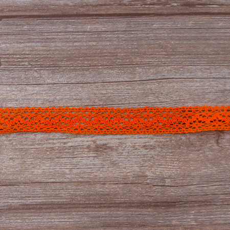 Мерсеризованное хлопковое кружево, 20 мм, цвет оранжевый. Арт 3037/17                 