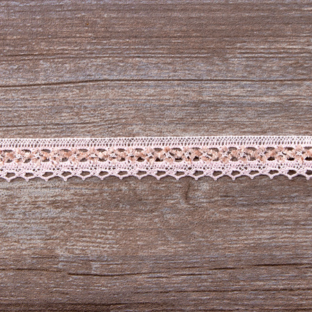 Мерсеризованное хлопковое кружево, 20 мм, цвет бледно-розовый. Арт 1889/X1