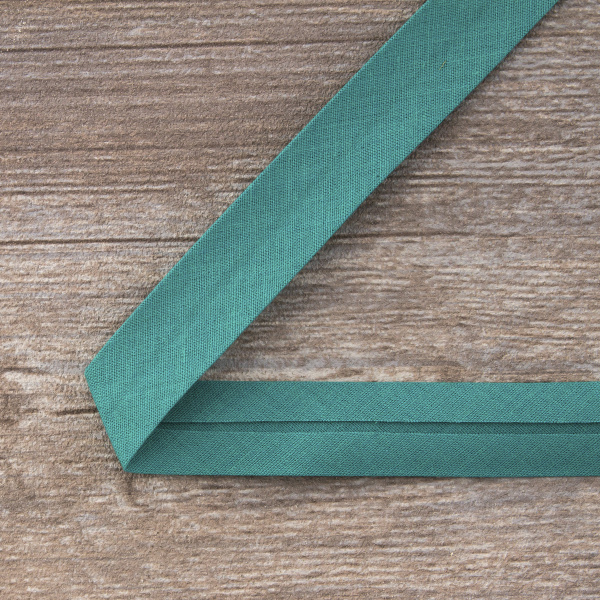 Косая бейка хлопок/полиэстер, 18 мм, 25 м, цвет 134, темно-бирюзовый. Арт 6120-18мм-134           
