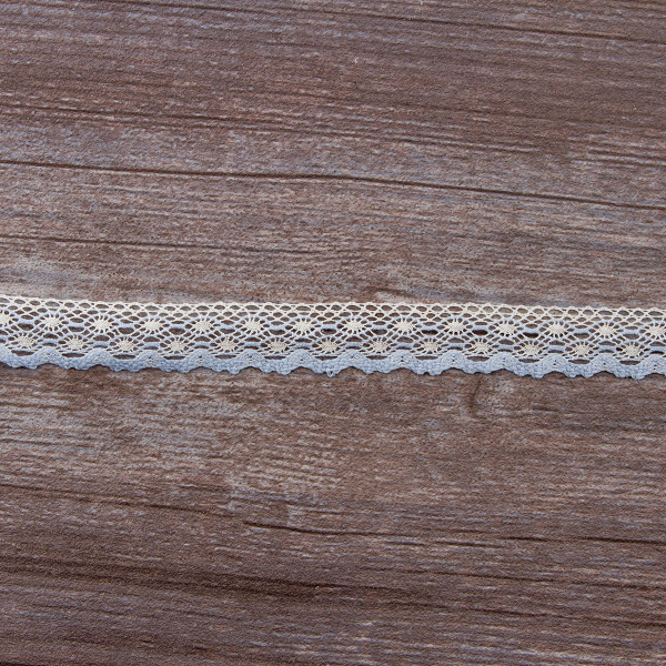 Мерсеризованное хлопковое кружево, 20 мм, цвет белый с голубым. Арт 2019/Z3