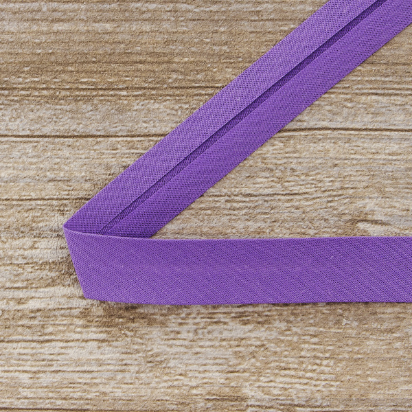 Косая бейка хлопок/полиэстер 20 мм, 25 м, цвет 39, фиолетовый. Арт 6120-20мм-39            