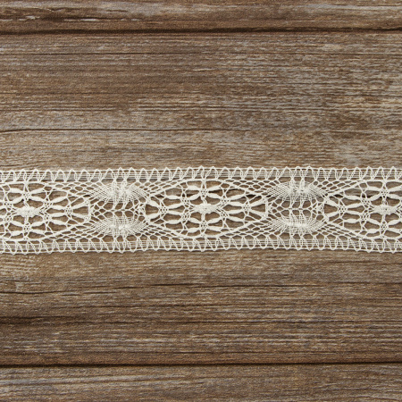 Мерсеризованное хлопковое кружево, 50 мм, цвет белый. Арт 2219/01