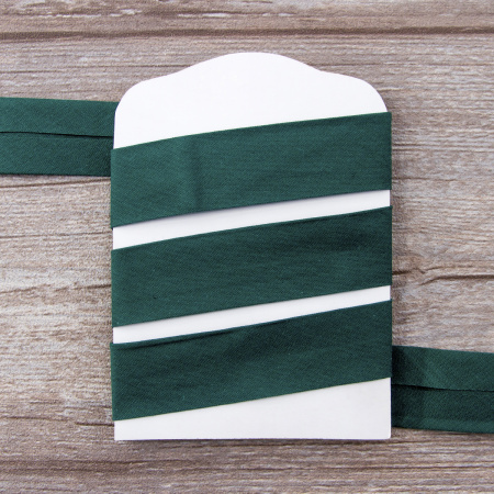 Косая бейка хлопок/полиэстер на блистере, 30 мм, 2,5 м, цвет 43, темно-зеленый. Арт P06120-30мм-43          