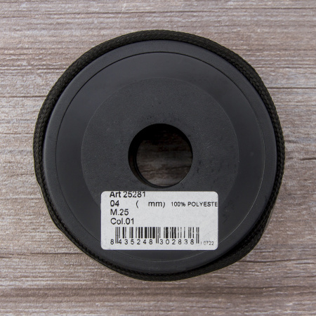 Шнур плетеный SPIRAL ( SAFISA), 4 мм, 25 м, цвет черный. Арт 25281-4-01