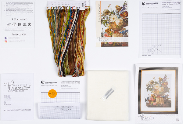 Набор для вышивания "Натюрморт с цветами в алебастровой вазе", канва лён 36 ct. Арт 580