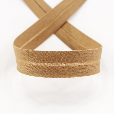 Косая бейка хлопок/полиэстер 20 мм, 25 м, цвет 64, молочный шоколад. Арт 6120-20мм-64            