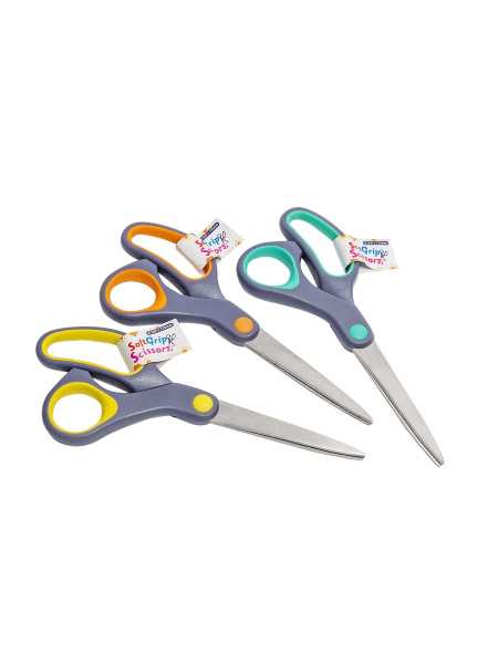 Ножницы для хобби с мягкими ручками, 17 см, 30 шт. в картонном прикассовом  стенде. Арт B4807