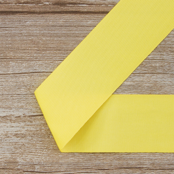 Лента репсовая SAFISA, 50 мм, 25 м, цвет 09 желтый светлый. Арт 350-50мм-09